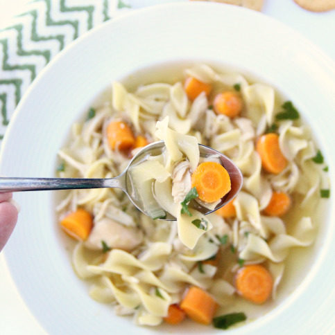 Grandma's Slow Cooker Chicken Noodle Soup - On My Kids Plate