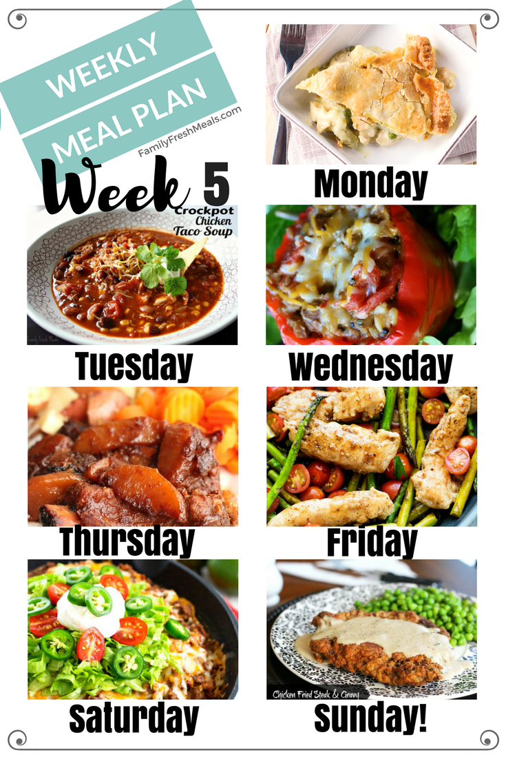Easy Weekly Meal Plan Week 5 - Family Fresh Meals