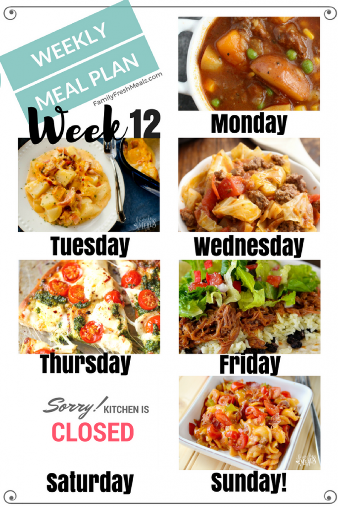 Easy Weekly Meal Plan Week 12 - Family Fresh Meals