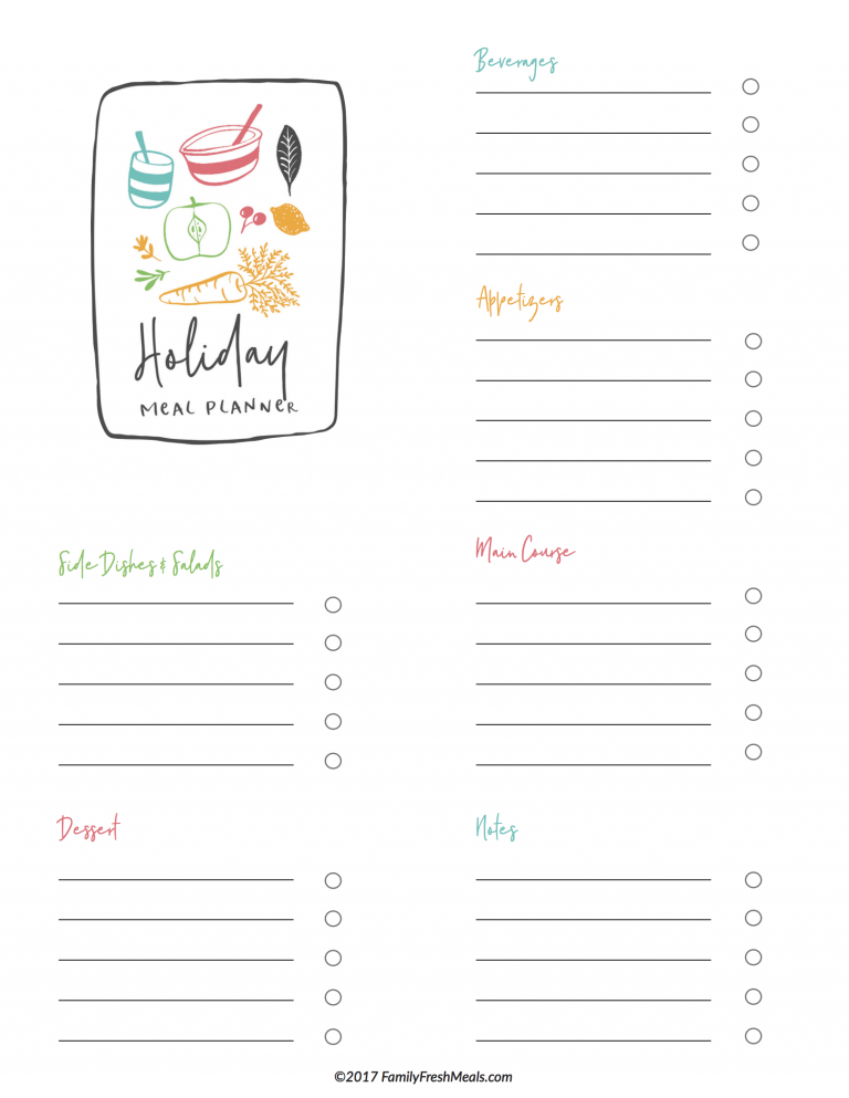 Free Meal Plan Printables - Family Fresh Meals