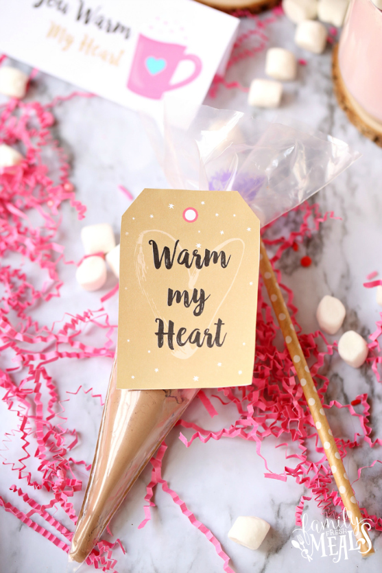 Valentine's Pink Hot Cocoa with Free DIY Gift Tags - Family Fresh