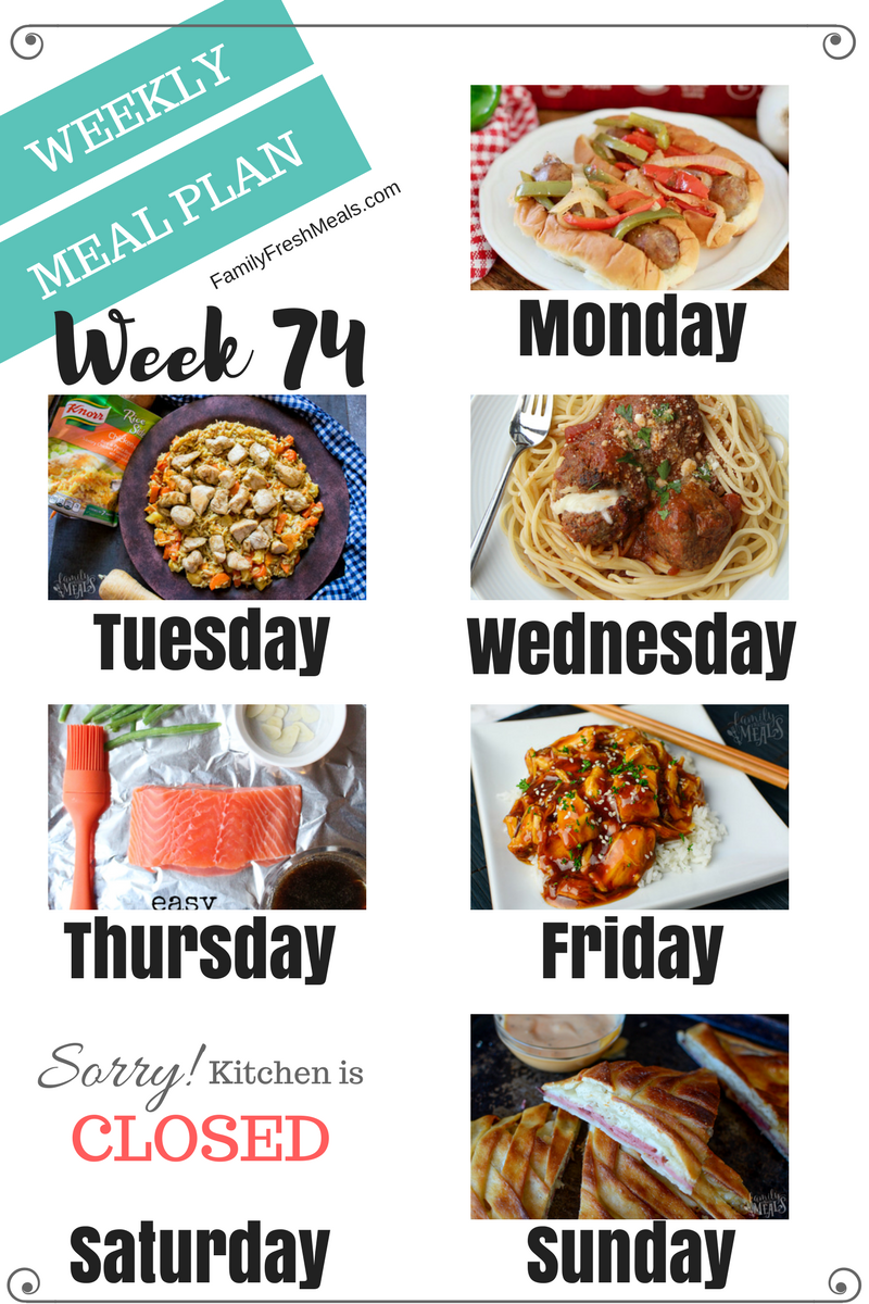 Easy Weekly Meal Plan Week 74 - Family Fresh Meals
