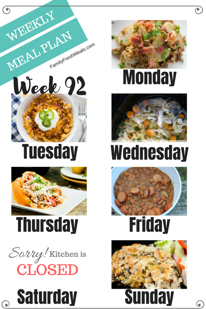 Easy Weekly Meal Plan Week 92 - Family Fresh Meals