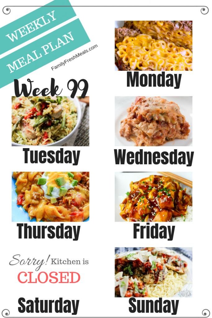 Easy Weekly Meal Plan Week 99 Family Fresh Meals