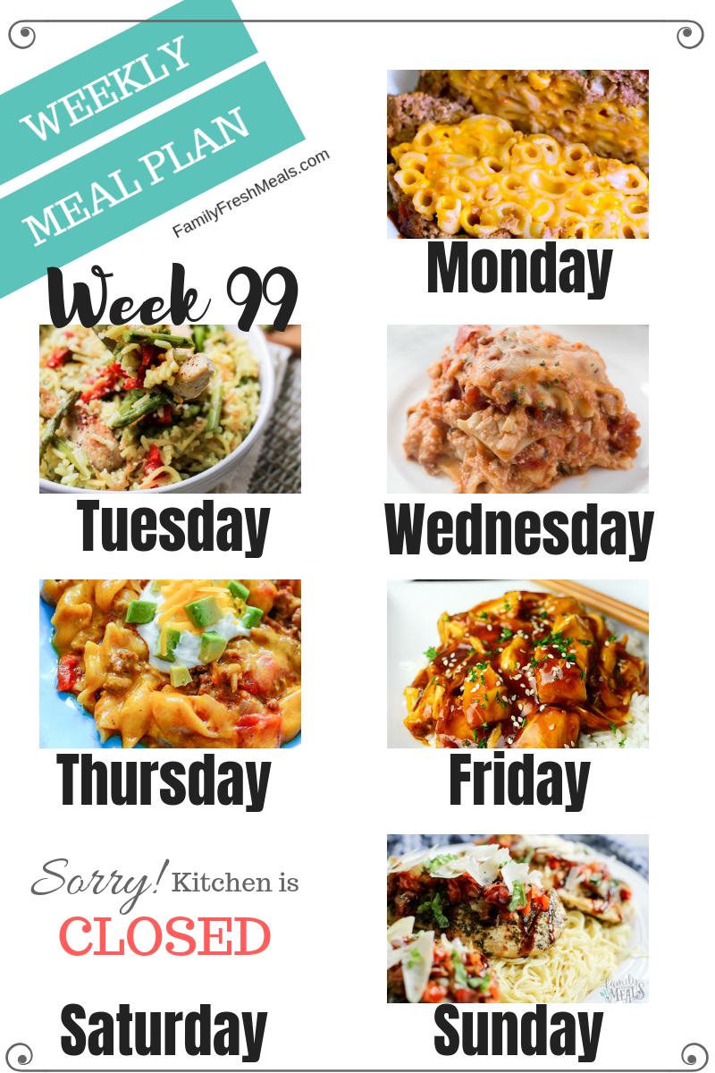 weekly meal plan 183 easy family recipes