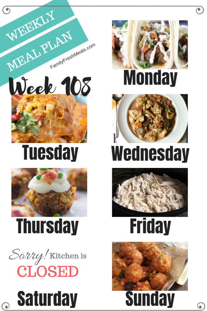 Easy Weekly Meal Plan Week 108 Family Fresh Meals