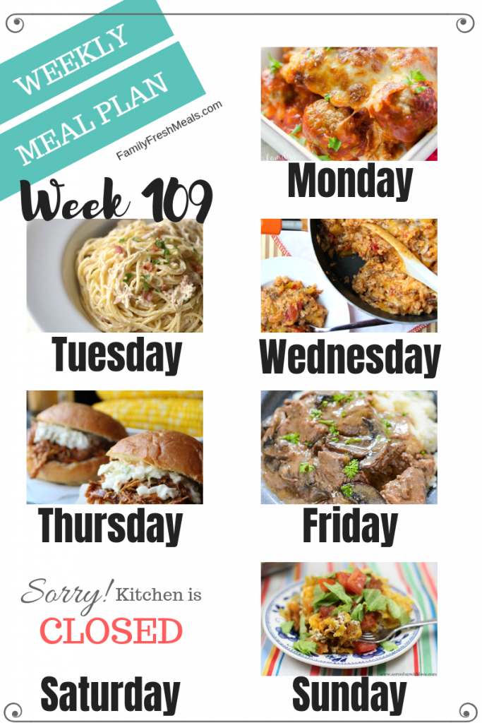 Easy Weekly Meal Plan Week 109 Family Fresh Meals