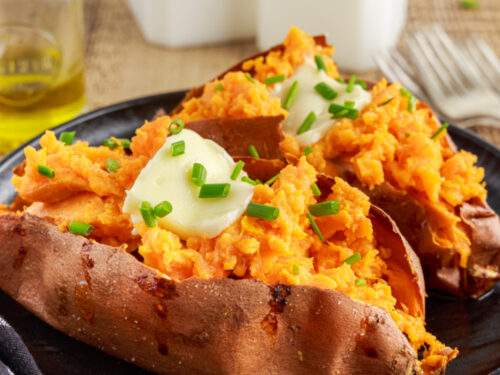 Air Fryer Baked Sweet Potatoes - PinkWhen