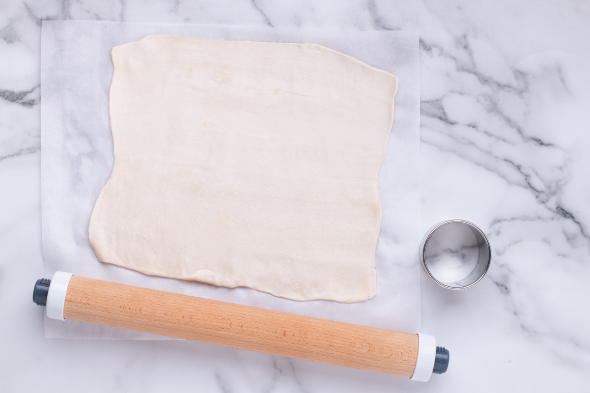 Roll the dough into puff pastry